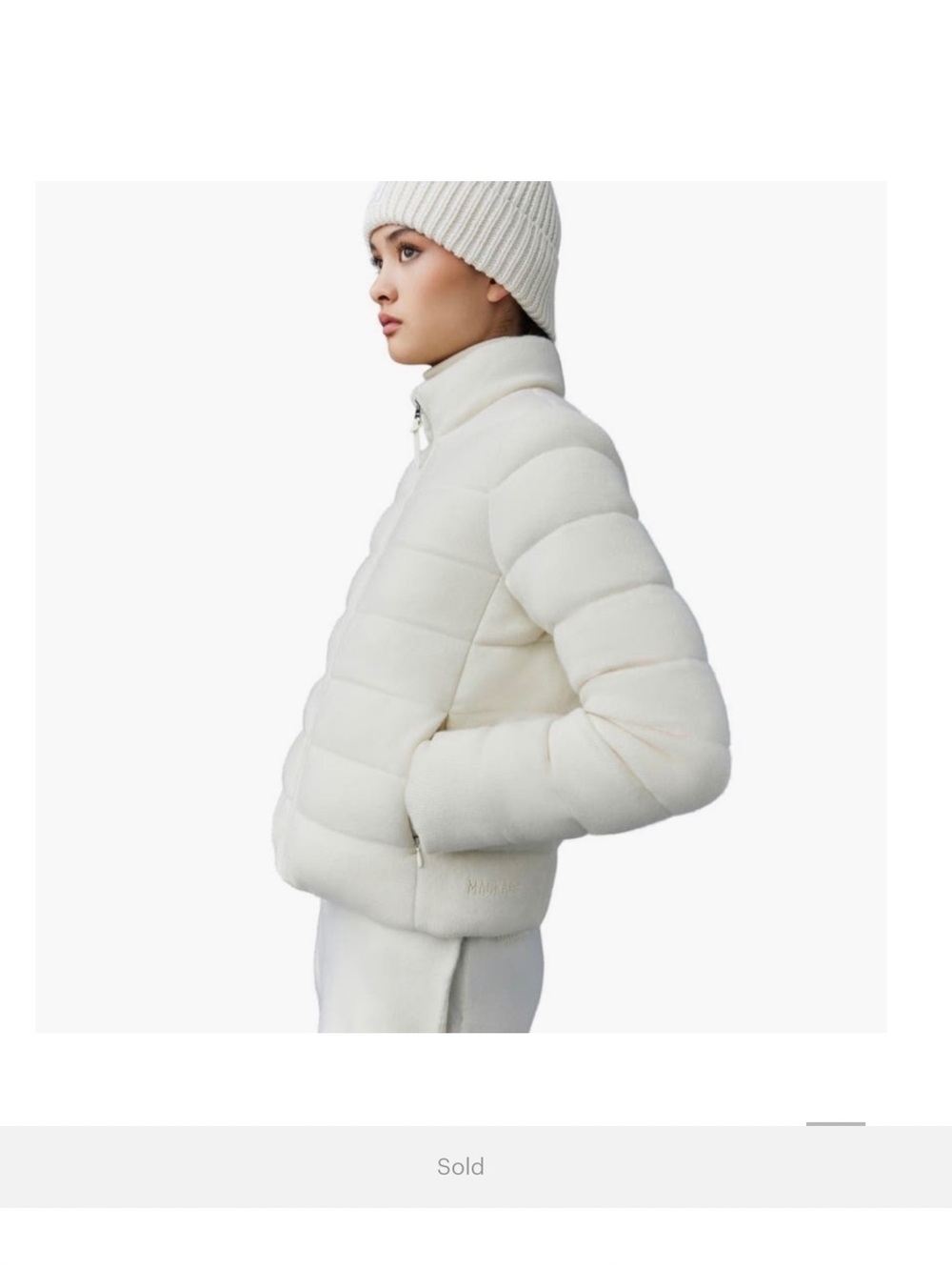 MACKAGE Melia Cashmere Wool Blend Down Jacket Cream SZ M